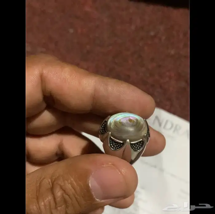 حجر صدف استرالي خاتم فضه 3