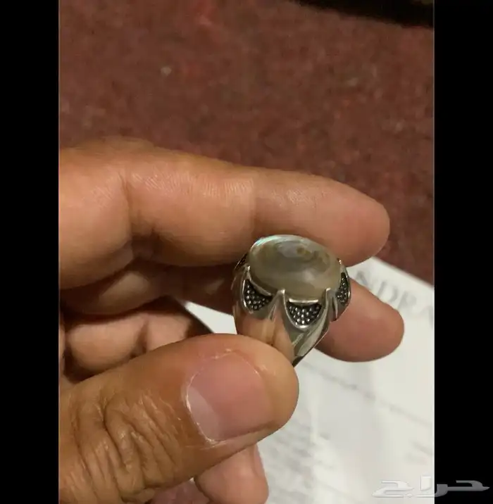 حجر صدف استرالي خاتم فضه 1