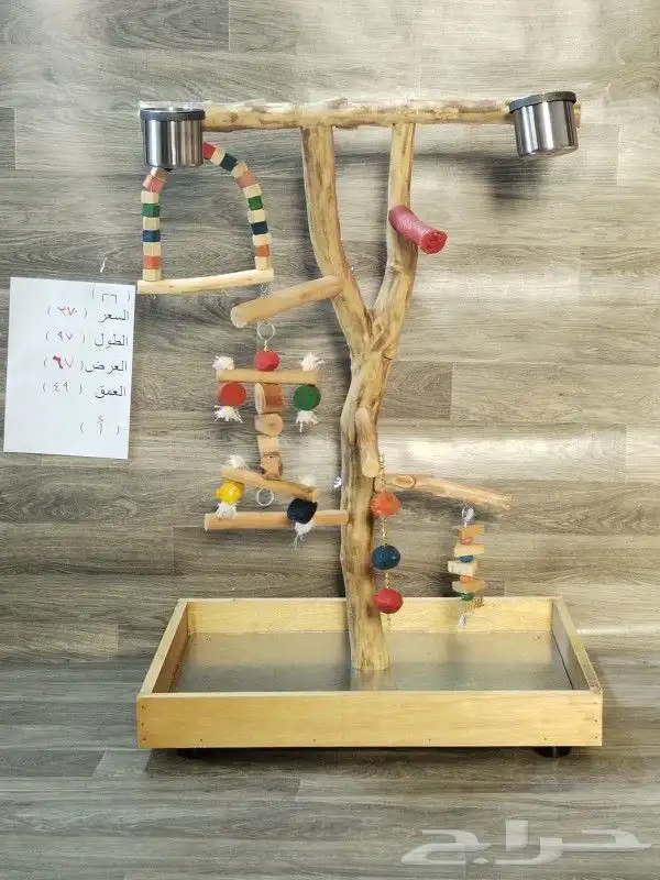 استاند ببغاء خشب طبيعي لجميع انواع الطيور 0
