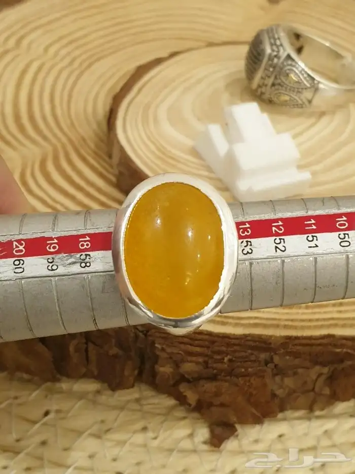 خاتم عقيق يماني اصفر شرف الشمس 11