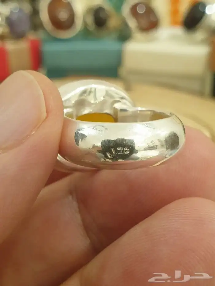 خاتم عقيق يماني اصفر شرف الشمس 10