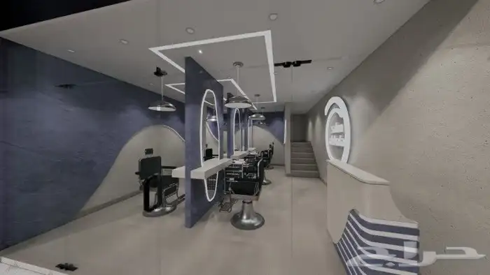 تصميم ديكورات صالون حلاقه ومساج 7