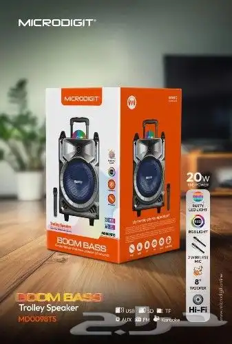 سماعة بلوتوث سبيكر مع 2 مايك لاسلكي وريموت تحكم صوت عالي 1