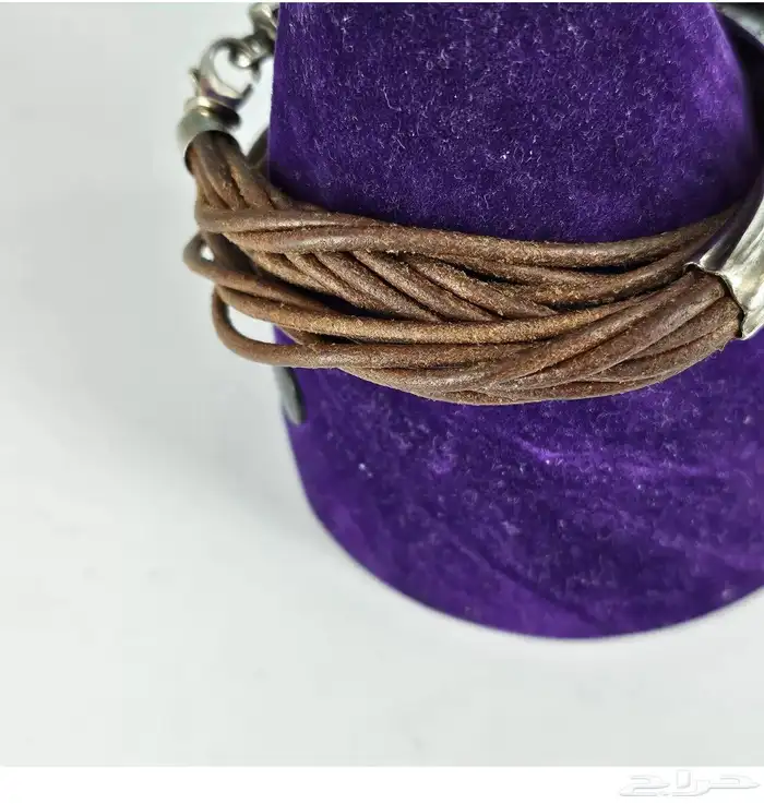 سوار اسوارة من الفضة الأصلية وشرائط الجلد الطبيعي 3