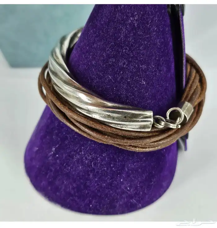 سوار اسوارة من الفضة الأصلية وشرائط الجلد الطبيعي 2