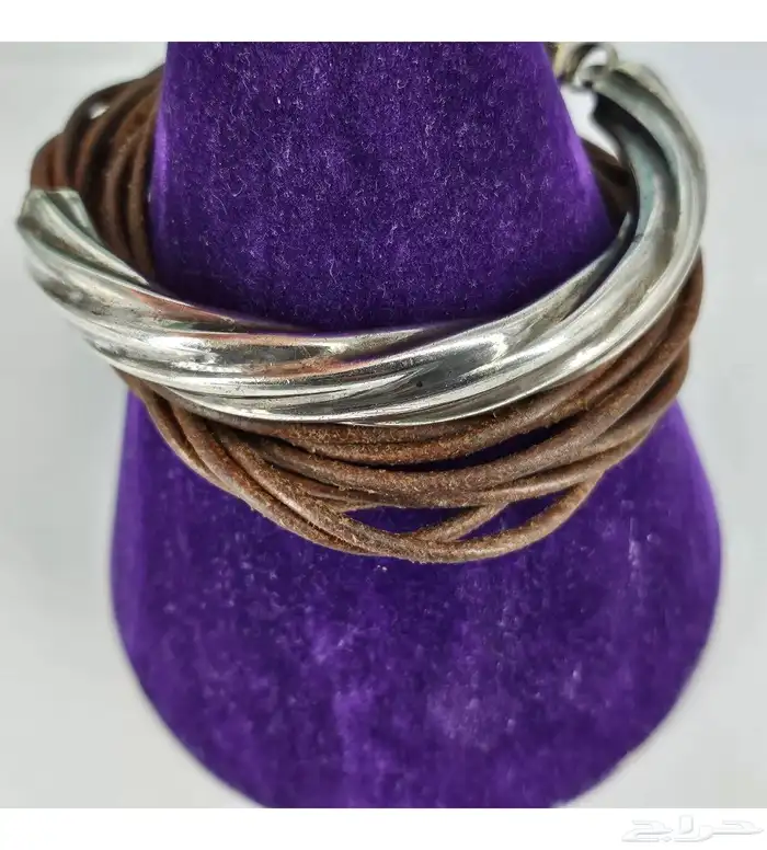 سوار اسوارة من الفضة الأصلية وشرائط الجلد الطبيعي 5