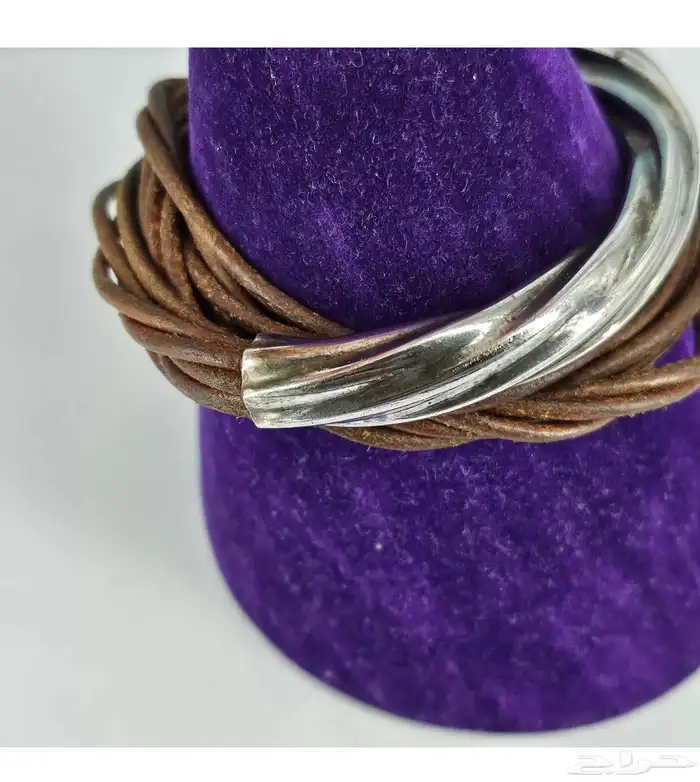 سوار اسوارة من الفضة الأصلية وشرائط الجلد الطبيعي 4