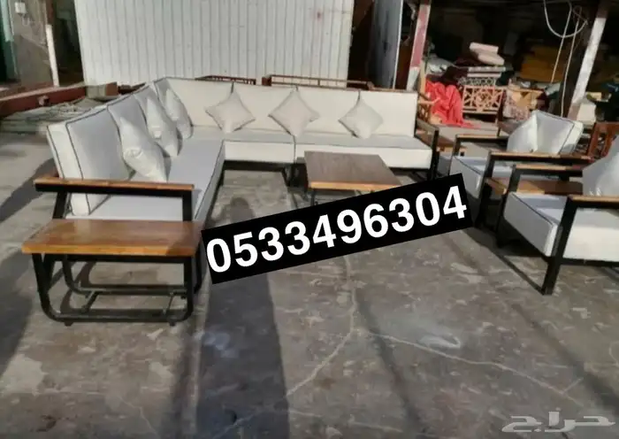 جلسات خارجية خشب حديد جاهز تفصيل جلسة طقم كامل اطقم كاملة 0