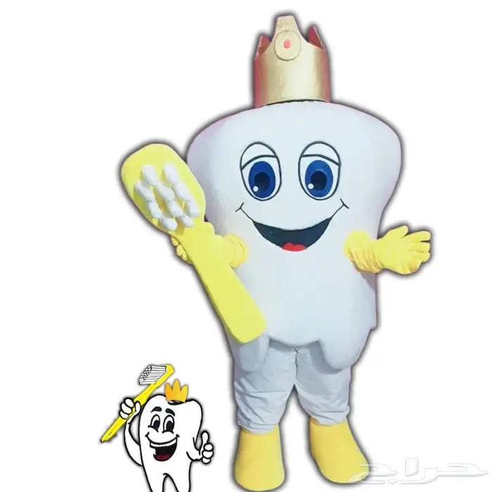 ازياء مجسم سن سليم مع تاج وفرشاه صفراء تستهدف عيادات اسنان 0