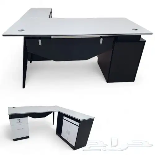 مكاتب ابيض واسود مودرن طاولة اجتماع محطات عمل ورك ستيشن كنب 15