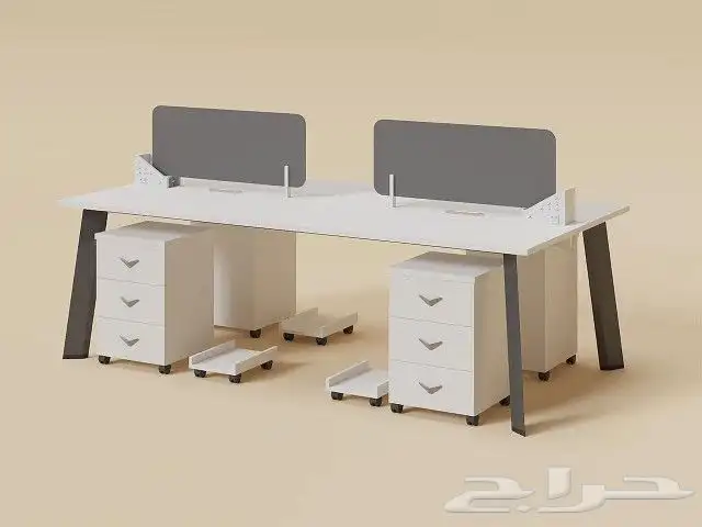 مكاتب ابيض واسود مودرن طاولة اجتماع محطات عمل ورك ستيشن كنب 20