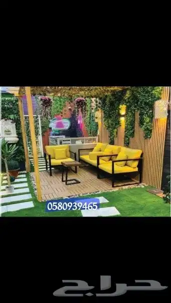 جلسات الخارجية حديد جوانب خشبي 4