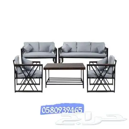 جلسات الخارجية حديد جوانب خشبي 9