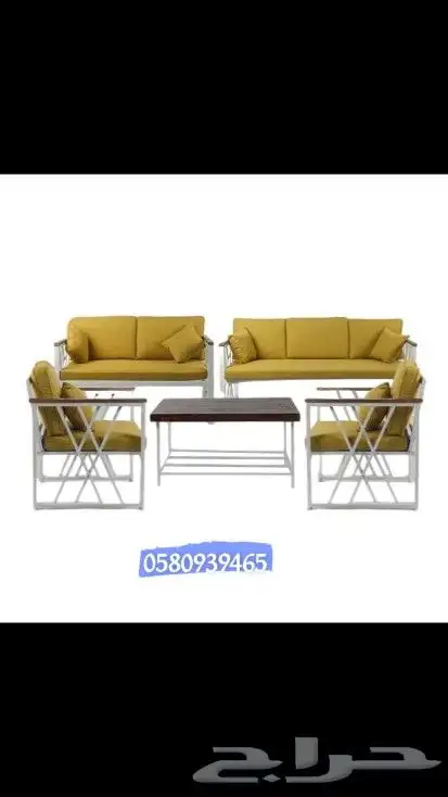 جلسات الخارجية حديد جوانب خشبي 7