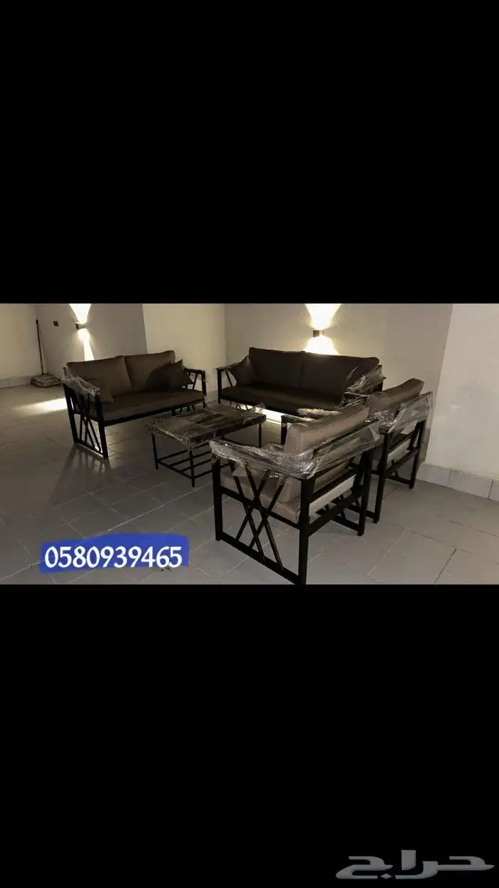 جلسات الخارجية حديد جوانب خشبي 2