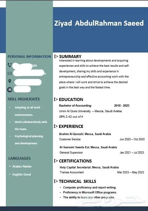 تصميم السيرة الذاتية CV او ATS CV باحترافية واقل تكلفة ووقت 2