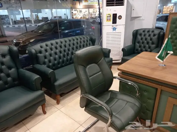 جديد اثاث كنب مكتبي جلد فخم (وطقم كنبات وطني تفصيل في ورشة) 23