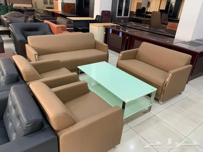 جديد اثاث كنب مكتبي جلد فخم (وطقم كنبات وطني تفصيل في ورشة) 25