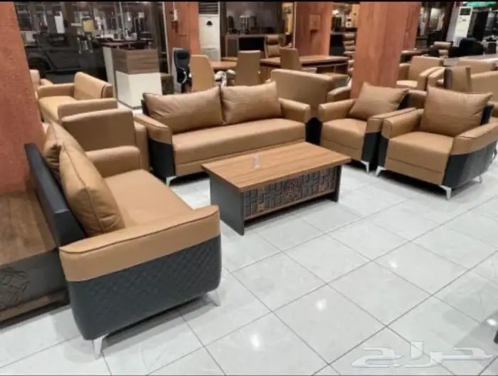 جديد اثاث كنب مكتبي جلد فخم (وطقم كنبات وطني تفصيل في ورشة) 2