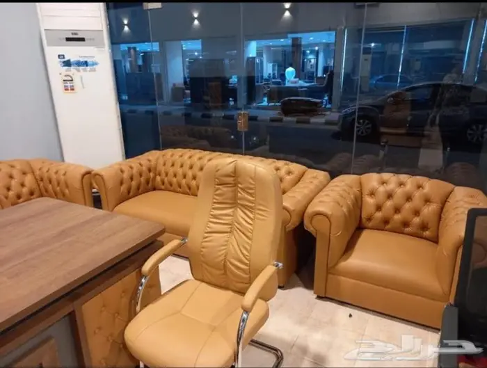 جديد اثاث كنب مكتبي جلد فخم (وطقم كنبات وطني تفصيل في ورشة) 9