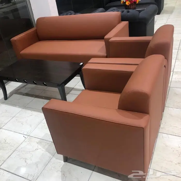 جديد اثاث كنب مكتبي جلد فخم (وطقم كنبات وطني تفصيل في ورشة) 15