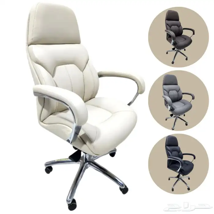 مكتب ابيض و رصاصي طقم مودرن فخم ورك ستيشن طاولة اجتماع كنب 86