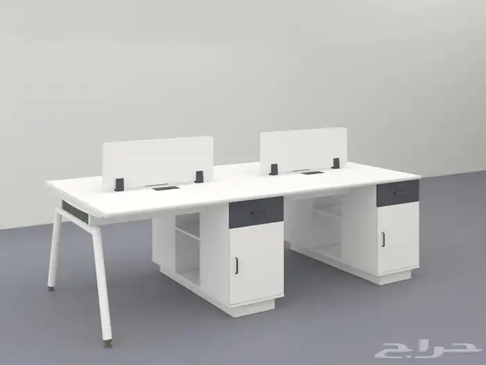 مكتب ابيض و رصاصي طقم مودرن فخم ورك ستيشن طاولة اجتماع كنب 76