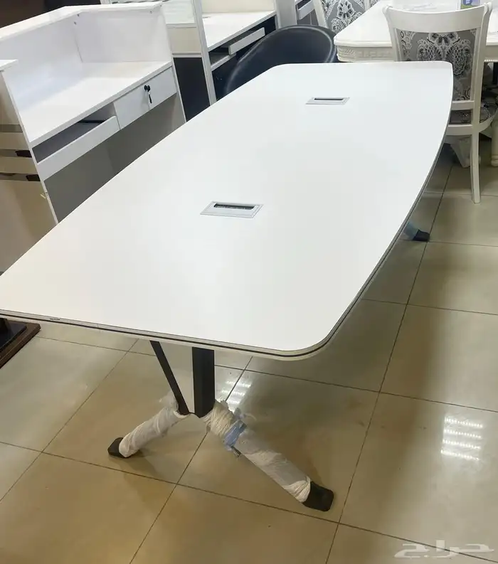 مكتب ابيض و رصاصي طقم مودرن فخم ورك ستيشن طاولة اجتماع كنب 94