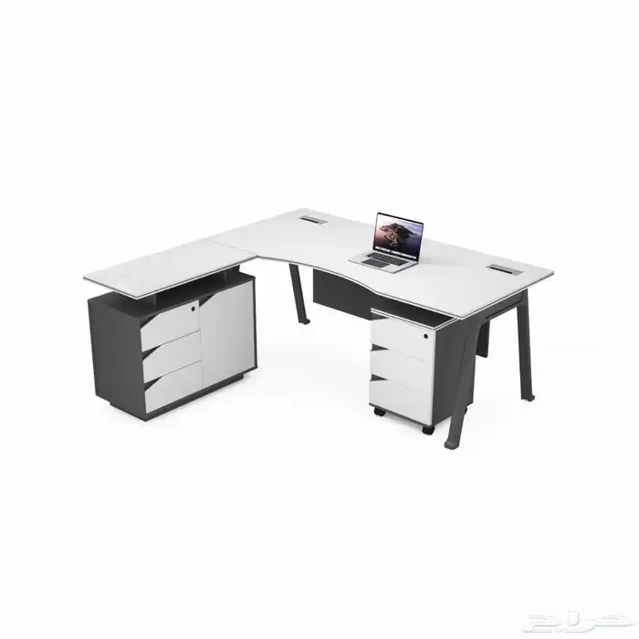 مكتب ابيض و رصاصي طقم مودرن فخم ورك ستيشن طاولة اجتماع كنب 45