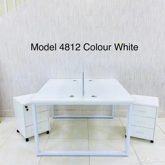 مكتب ابيض و رصاصي طقم مودرن فخم ورك ستيشن طاولة اجتماع كنب 68