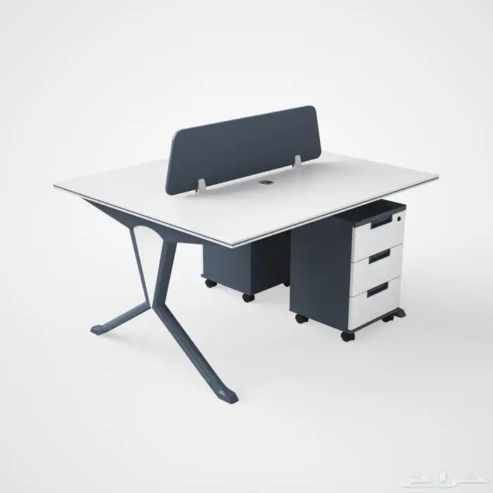 مكتب ابيض و رصاصي طقم مودرن فخم ورك ستيشن طاولة اجتماع كنب 74