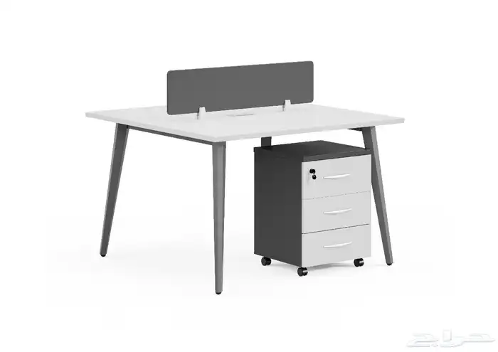 مكتب ابيض و رصاصي طقم مودرن فخم ورك ستيشن طاولة اجتماع كنب 73