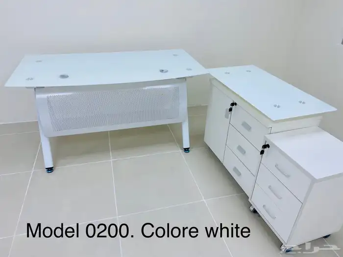 مكتب ابيض و رصاصي طقم مودرن فخم ورك ستيشن طاولة اجتماع كنب 61