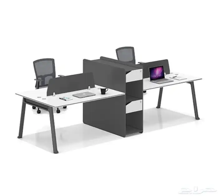 مكتب ابيض و رصاصي طقم مودرن فخم ورك ستيشن طاولة اجتماع كنب 82