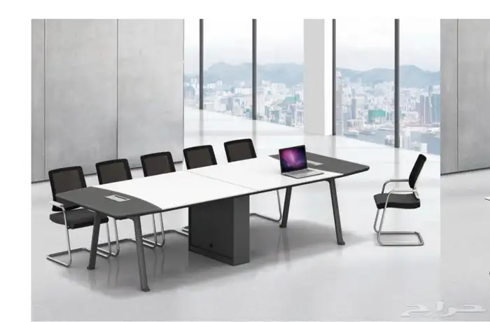 مكتب ابيض و رصاصي طقم مودرن فخم ورك ستيشن طاولة اجتماع كنب 13