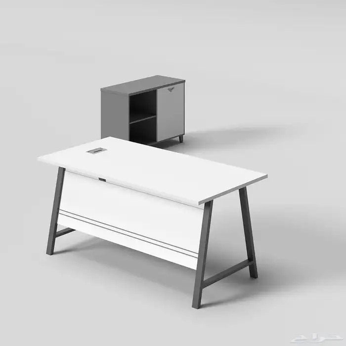 مكتب ابيض و رصاصي طقم مودرن فخم ورك ستيشن طاولة اجتماع كنب 8
