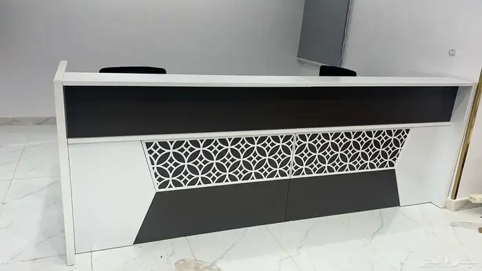 مكتب ابيض و رصاصي طقم مودرن فخم ورك ستيشن طاولة اجتماع كنب 56