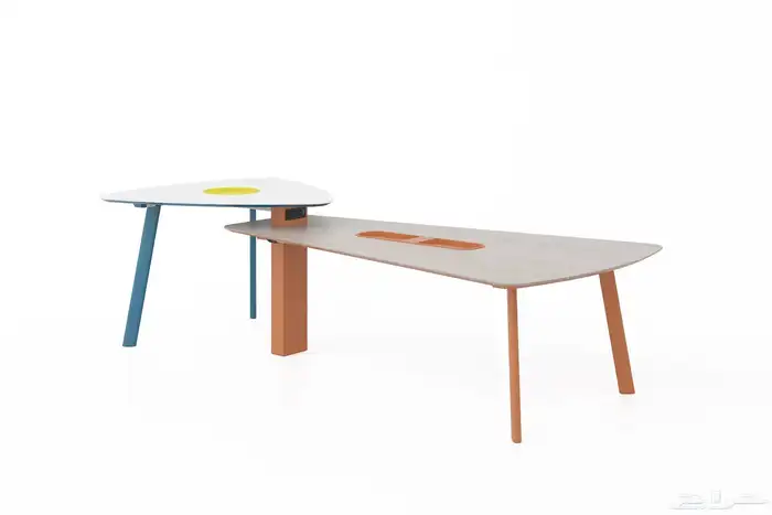 مكتب ابيض و رصاصي طقم مودرن فخم ورك ستيشن طاولة اجتماع كنب 91