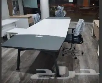 مكتب ابيض و رصاصي طقم مودرن فخم ورك ستيشن طاولة اجتماع كنب 97