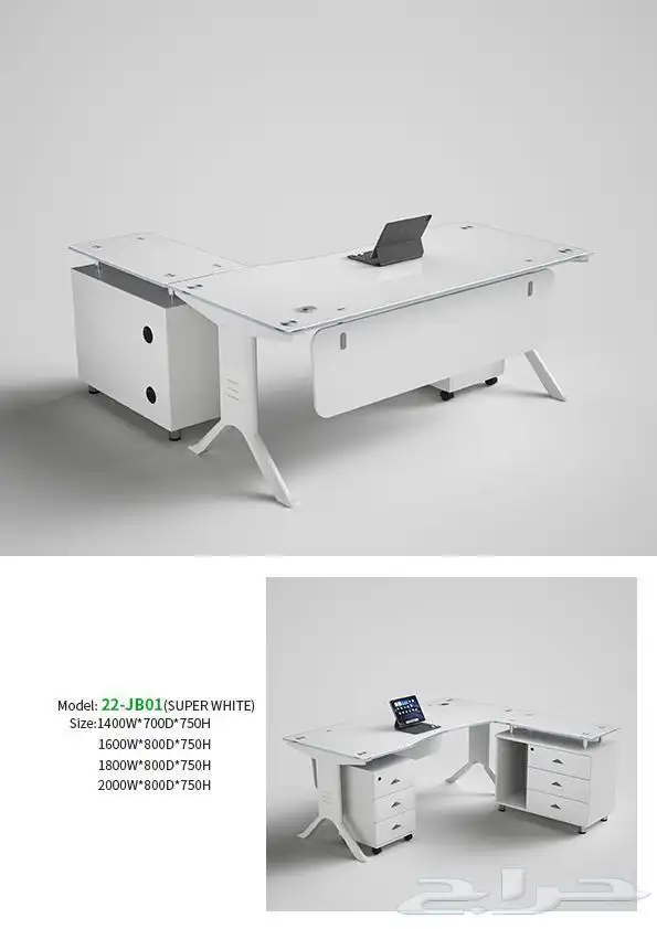 مكتب ابيض و رصاصي طقم مودرن فخم ورك ستيشن طاولة اجتماع كنب 64
