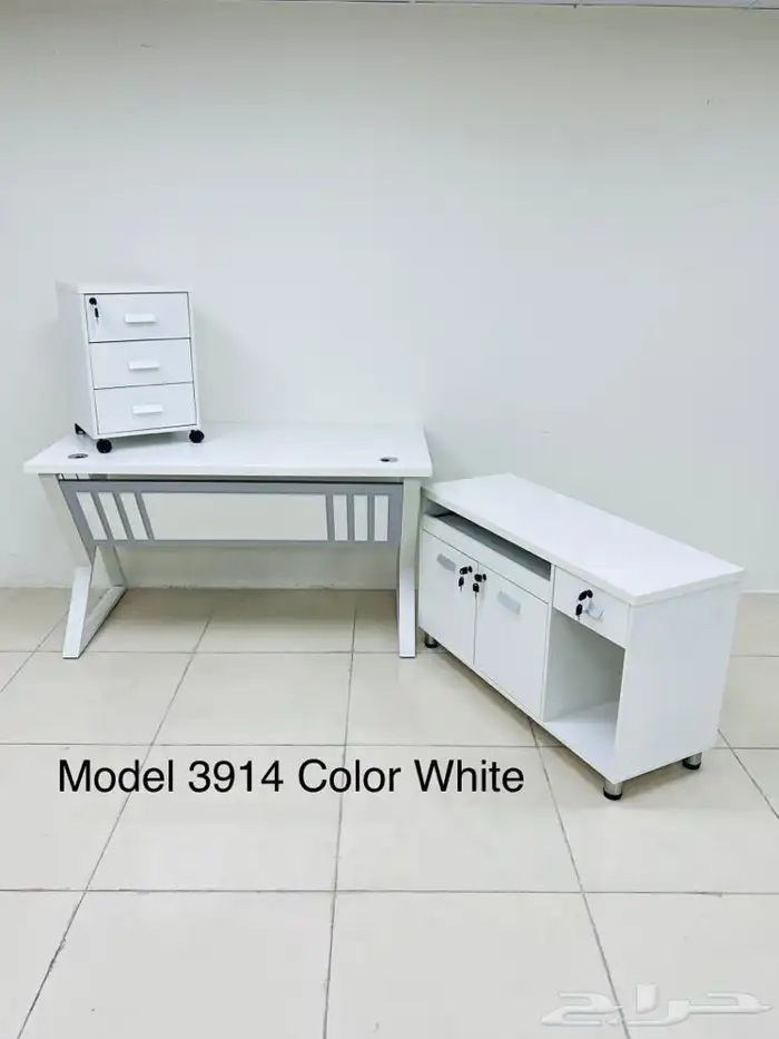 مكتب ابيض و رصاصي طقم مودرن فخم ورك ستيشن طاولة اجتماع كنب 63