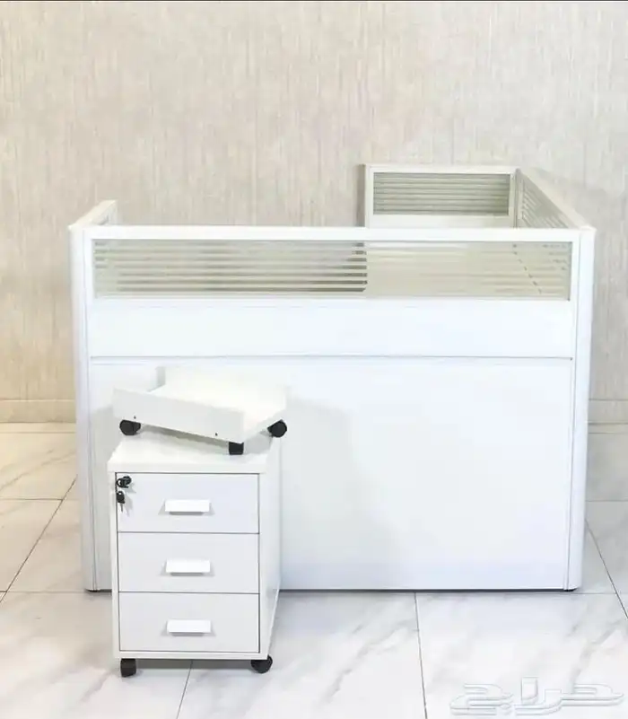 مكتب ابيض و رصاصي طقم مودرن فخم ورك ستيشن طاولة اجتماع كنب 52