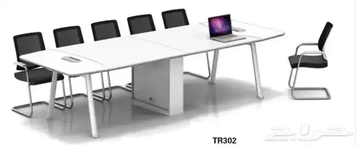 مكتب ابيض و رصاصي طقم مودرن فخم ورك ستيشن طاولة اجتماع كنب 99