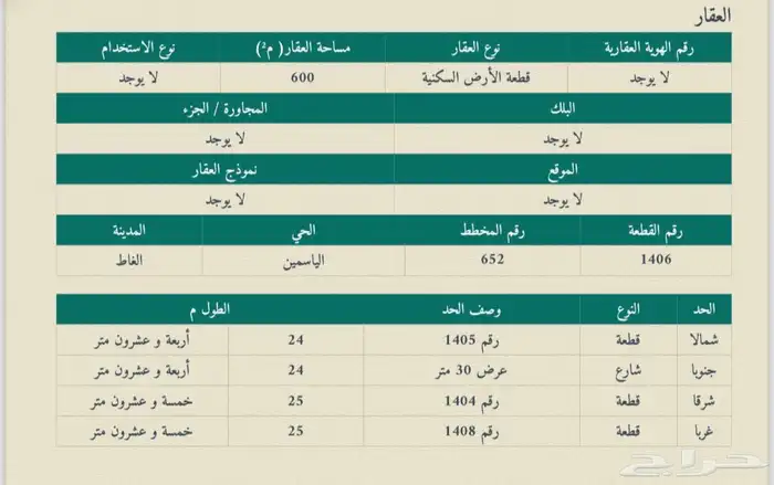 للبيع ارض تجاريه في الغاط مساحه 1200 صكين 0