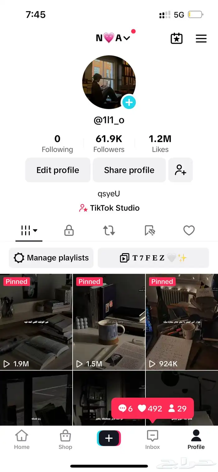 حساب تيك توك 62k 0