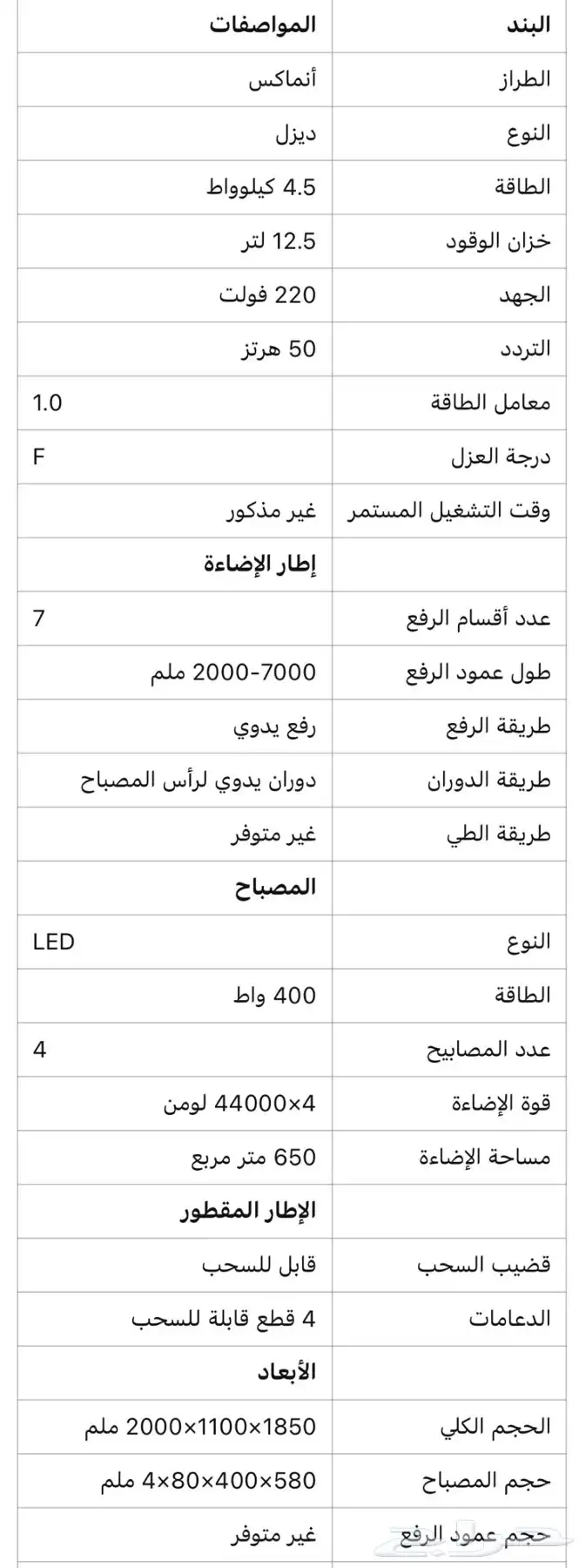 7 meter Tower Light - برج الإضاءة 7 أمتار 6