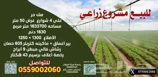 مليون و600الف متر زراعي شرق تبوك بصك الكتروني وتصريح اعلاف 0