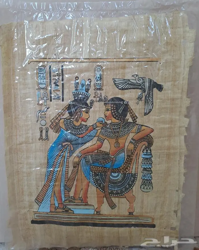 رسوم فرعونية ملونة على ورق بردي بريدة 4