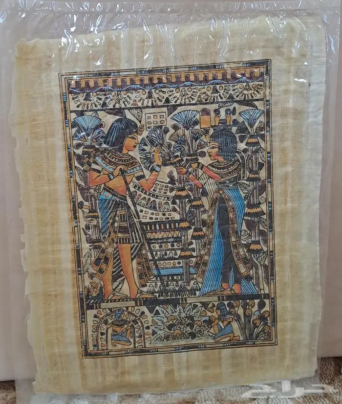 رسوم فرعونية ملونة على ورق بردي بريدة 3