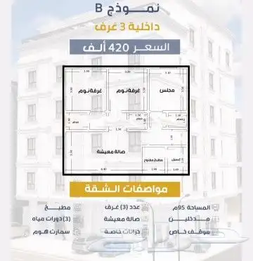 شقق 2و3و4 غرف وملاحق للاستثمار في السلامه تحت الإنشاء كاش 12